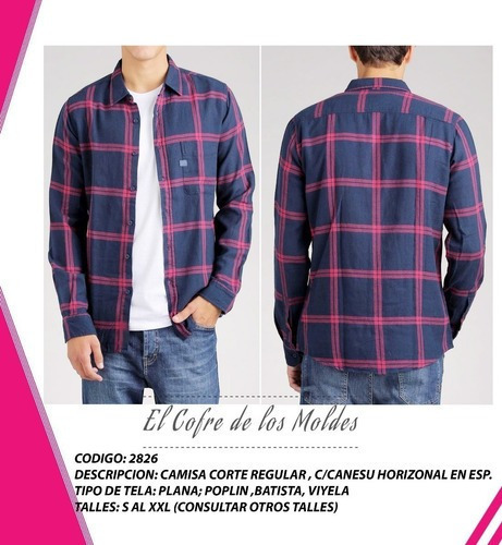 Molde  Camisa Manga Larga Hombre Pack De 5 Talles!