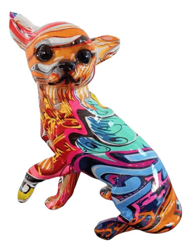 Estatua De Chihuahua De Graffiti, Obra De Arte, Estilo A