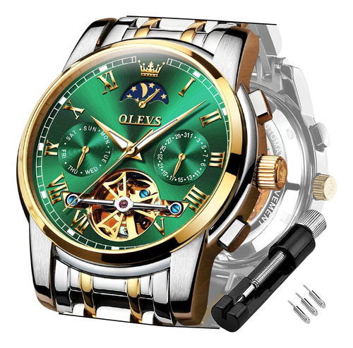 Olevs - Reloj Mecanico Automatico Tourbillon Slef-wind, Lujo