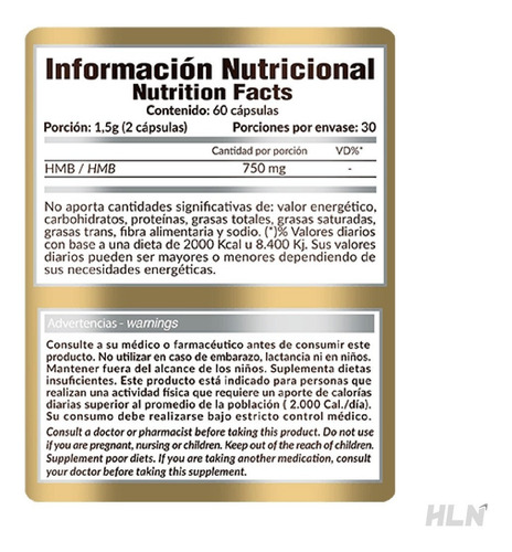 Imagen 3 de 6 de Suplemento En Cápsulas Gold Nutrition Hmb Aminoácidos En Pote De 100g