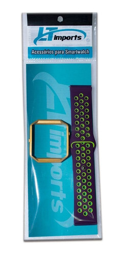 Pulseira Silicone N1k Sport Para Fitbit Blaze Cor Roxo / Verde