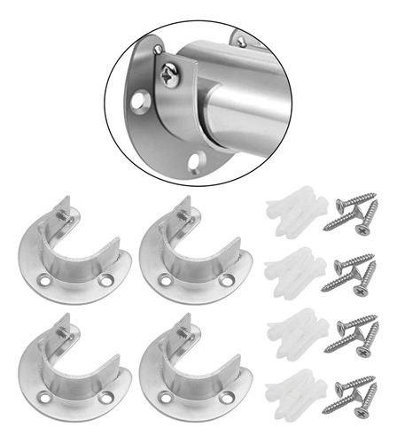 . 4x Socket De Varilla De Acero Inoxidable Brida Rob 25mm