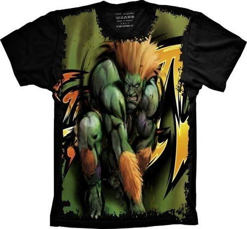 Camiseta Geek Plus Size Unissex Jogo Street Fighter Blanka