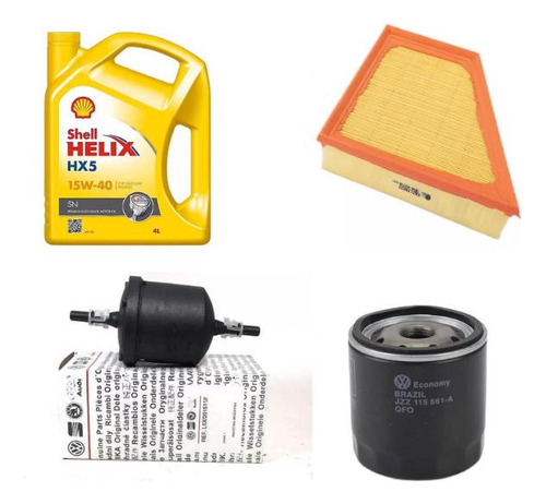 Kit Filtro De Aire, Aceite, Nafta Y Aceite Shell 15w40 Vw Fo