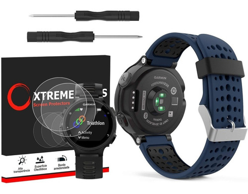 Kit Pulseira Garmin 735xt + 2 Peliculas De Vidro Xt Cor AZUL/PRETA