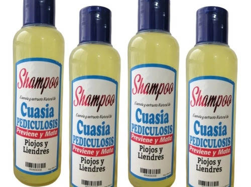Shampoo Natural De Cuasia  Piojos Y Liendres Pack 4 