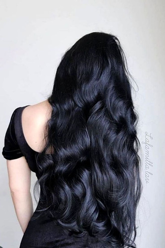 Extensiónes De Cabello Negro Intenso Azabache Semiondulado