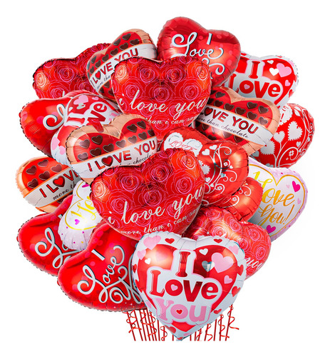 Globos De Corazon Rojos Con Frases De San Valentin 12 Piezas