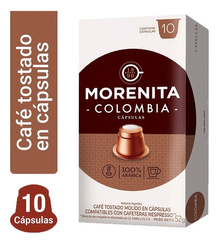 Caja X10 Capsulas Cafe Colombia La Morenita Para Nespresso