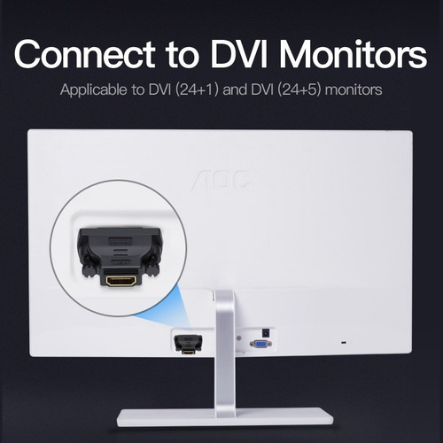Imagen 9 de 10 de Adaptador Premium Dvi (24+1) Macho A Hdmi Hembra - Vention