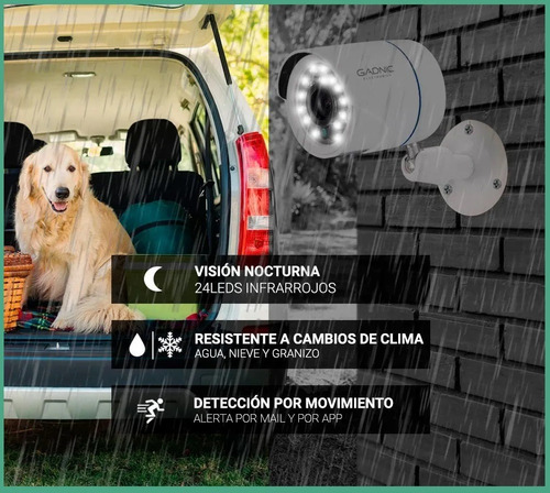 Imagen 5 de 9 de Kit Seguridad Gadnic P2pkit12 Dvr 4camaras Exterior P2p +1tb