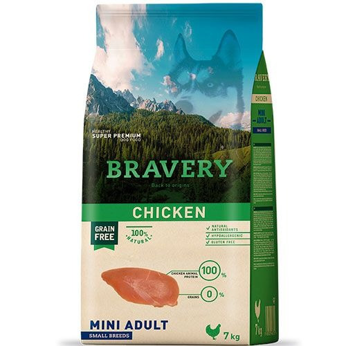 Alimento Perro Bravery Pollo Mini Adulto 7kg. Np