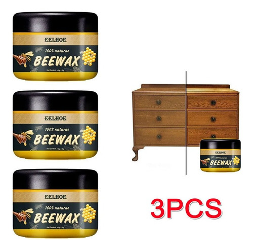 Pulidor De Muebles De Cera De Abejas 3 Piezas