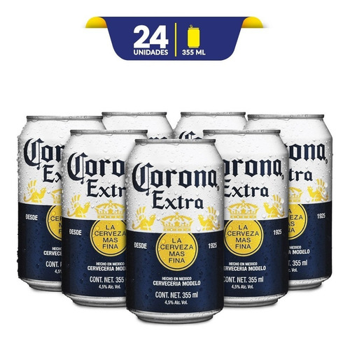 Cerveza Clara Corona Extra, 24 Latas De 355ml C/u