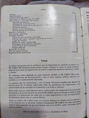 De Carlo 700 Bmw Manual Instrucciones - Original Argentina (Usado)