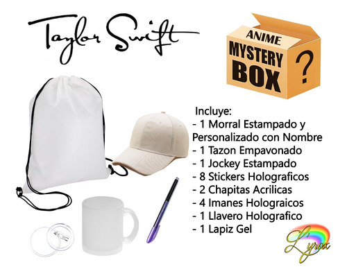 Taylor Swift Mystery Box Tazon Lapiz Jockey Chapita Llavero