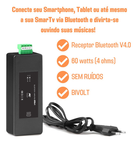 Amplificador Bluetooth Aat Bta-1 Para Som Ambiente g2