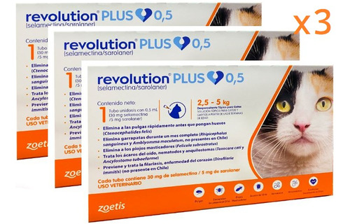 3 Revolution Plus Gato 2,5 A 5kg Antiparasitario Inter/exter