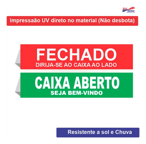 4 Placas Caixa Fechado Display 30x7cm Frente Aberto Balcao