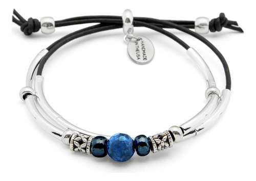 Lizzy James Blue Ocean Pulsera Ajustable De Dos Vueltas De P