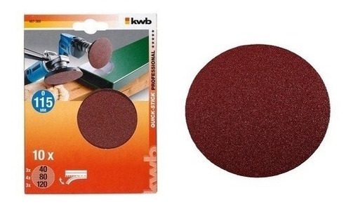 Imagen 4 de 7 de Discos Lija Con Velcro Surtidos X10 115mm 40-80-120 Gr Kwb