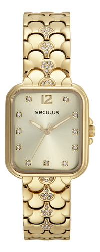 Relógio De Pulso Seculus 77234lpsvdb1 Com Corpo Dourado,  Analógico, Para Feminino, Com Correia De Aço Cor E Borboleta