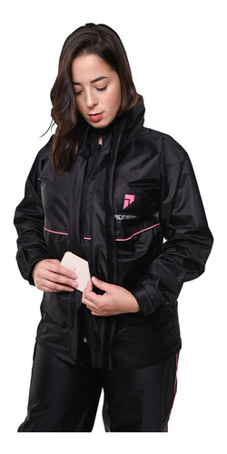 Capa De Chuva Feminina Nylon Capuz Motoqueira Cg 0084a