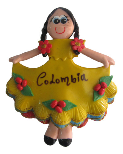 Campesina Aplique Iman, Tipica Colombiana En Porcelanicron