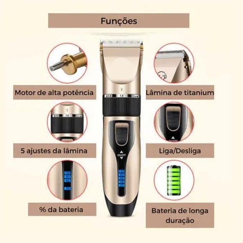 Kit Máquina De Tosa 5 Itens Gato Cachorro Tosador Silenciosa