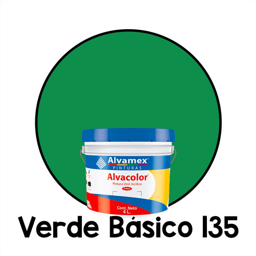 Pintura Vinilica Mate 4 Litros Alvacolor 4 Años Galón Int/ex Color Verde Básico