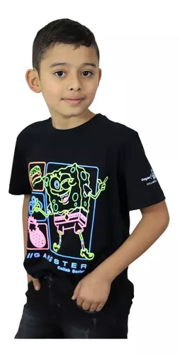 Camiseta Masculina Estampa Bob Esponja Gangster Preta