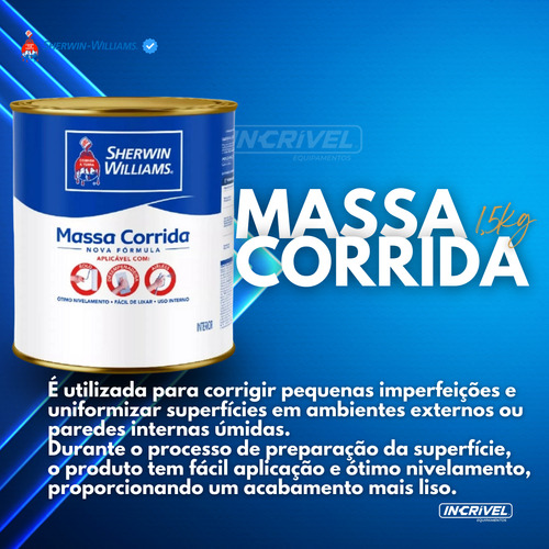 Massa Corrida Uso Interno 1,5kg - Paredes E Teto