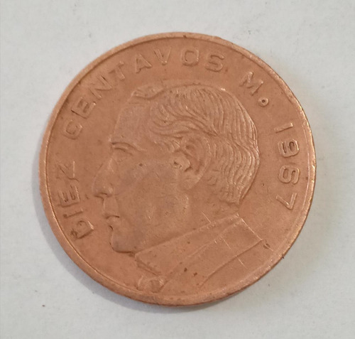Moneda México 1967 Diez Centavos (Usado)
