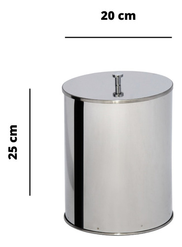 Lixeira Com Tampa De Inox 20x25 07 Litros