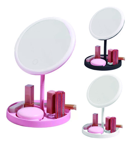 5pz Espejo Luz Led Maquillaje Tocador Organizador Touch Usb