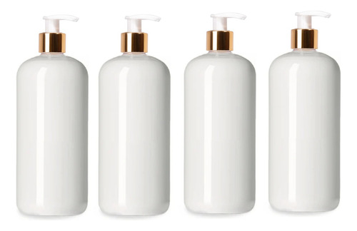 4 Dispensadores Para Jabón ,shampoo Dosificador Dorado 500ml