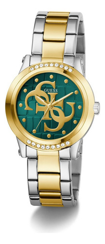 Reloj Guess Annette Verde Mujer Correa Bitono Bisel Dorado