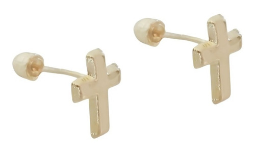 Amor Eterno - Broqueles Par Cruz / Aretes / Oro 10k