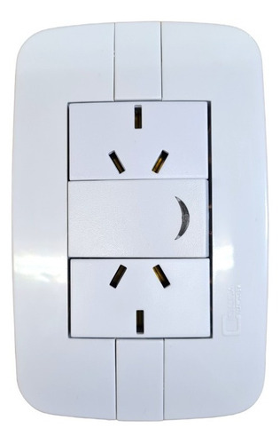 Llave De Luz Armada Con Tapa 2 Tomas Y Punto 