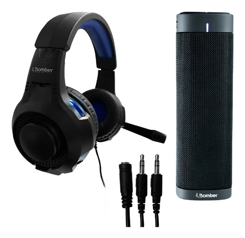 Combo Parlante Bluetooth Y Auriculares Gamer Cable Microfono