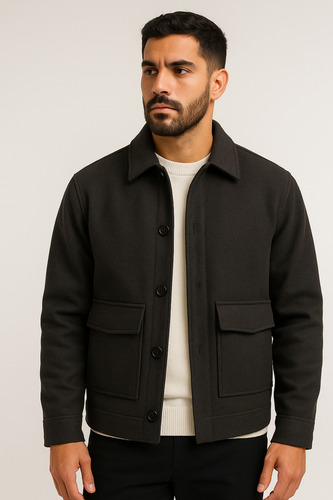 Saco Corto Tapado Trench Hombre Abrigado Semi Formal