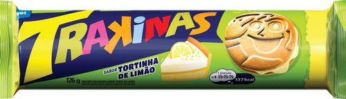 Kit 30x Biscoito Recheado Tortinha De Limão Trakinas 126g
