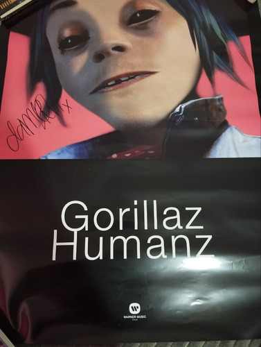 Poster Gorillaz, Autografiado