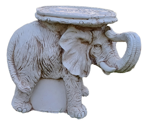 Mesa Grande Elefante De 52 Cm De Alto En Resina Crema