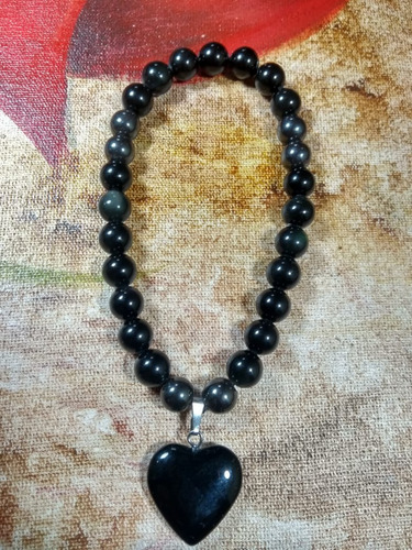 Japamala Pedra Obsidiana Negra E Hematita 27 Contas 8mm