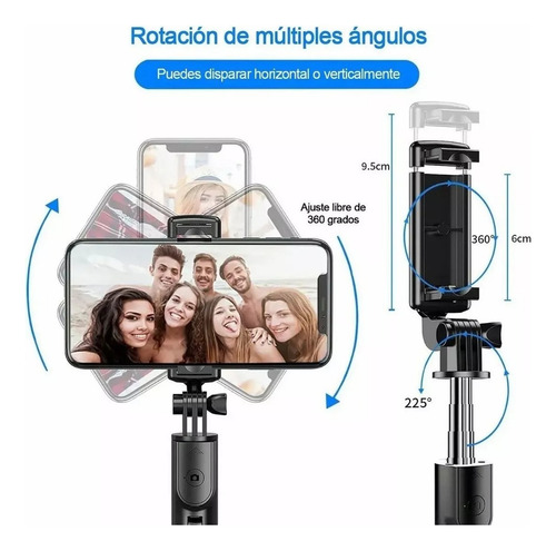 Selfie Stick, Trípode Con Control Remoto, 360°rotación