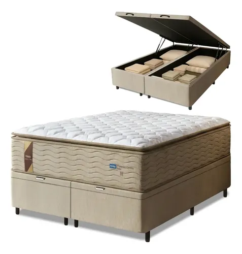 Probel Cama Box Baú Colchão Casal Queen Probel Molas Guarda Costas Max Pillow Top