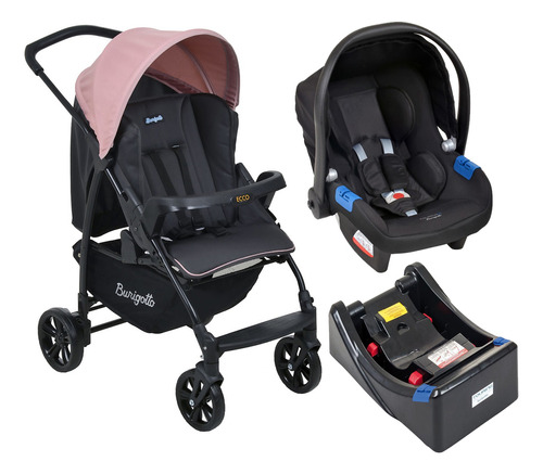 Carrinho De Bebê Ecco Cz Rosa Bebê Conforto Touring X E Base