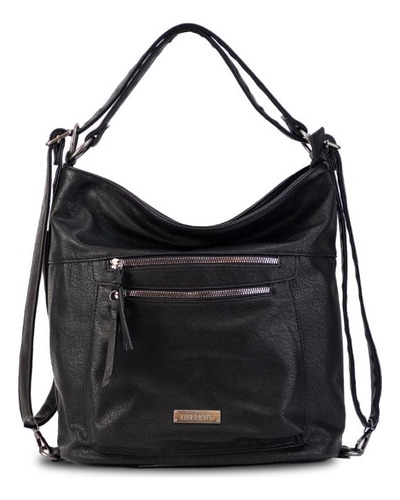 Cartera Mochila Division Al Medio Cierre Trasero Lincolns Negro