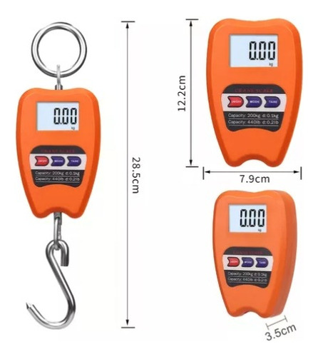 Lcd Báscula Industrial Digital Colgante 200kg, Kg /lb/ N Naranja Oscuro